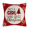 Red Series Snowflake Reindeer Pattern Throw Pillow Cover with Short Plush Print for Living Room Sofa Decoration Cushion Cover