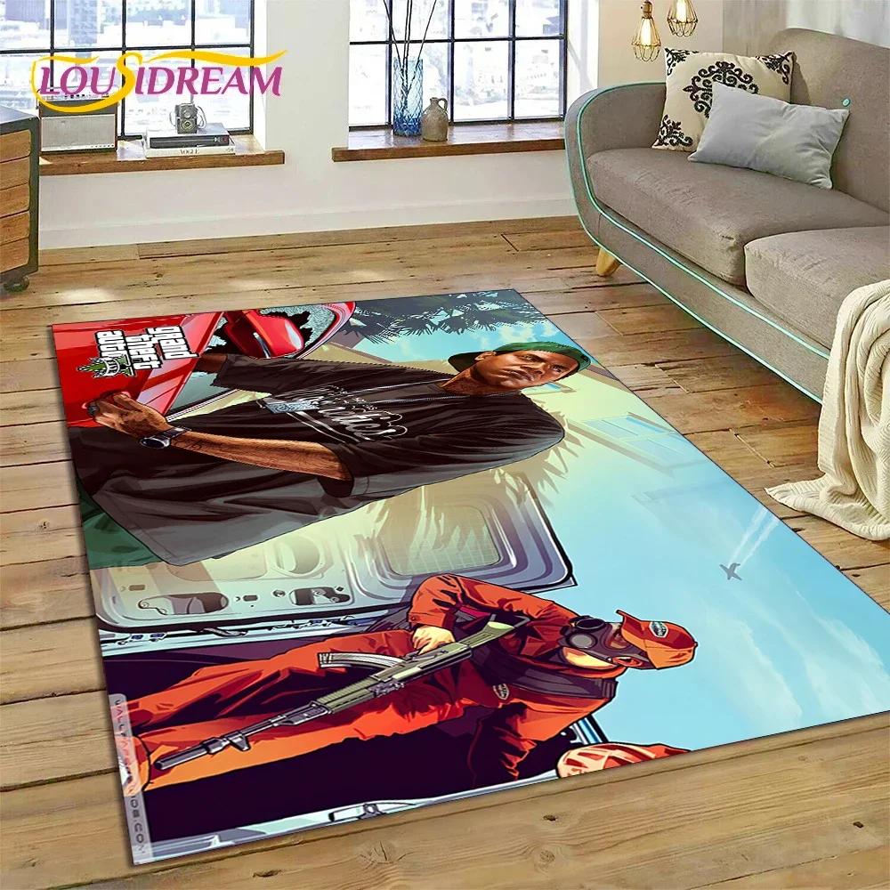 3D GTA Spiel Grand Theft Auto Gamer Teppich für Schlafzimmer Wohnzimmer Zuhause Sofa Dekoration, Kinder Spiel Große Dekor Bodenmatte