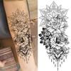 1 Sheet Flower Snake Temporary Tattoos For Women Girls Black Peony Rose Flora Sexy Tattoo Sticker Waterproof Self Adhesive Arm