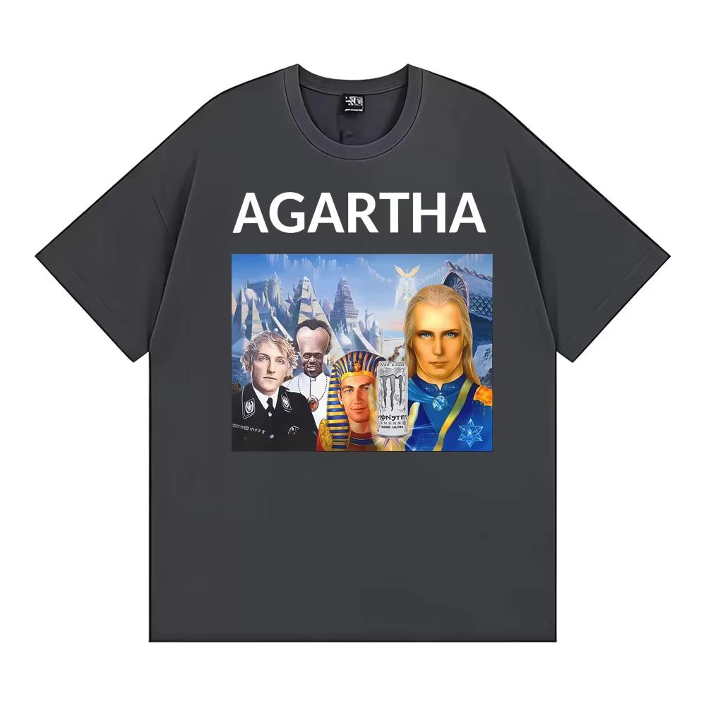 HollowEarth Agartha Meme Grafik T-Shirts Unisex Damen Hip Hop Vintage Stil T-Shirt Sommer Neu Kurzarm Komfort T-Shirts