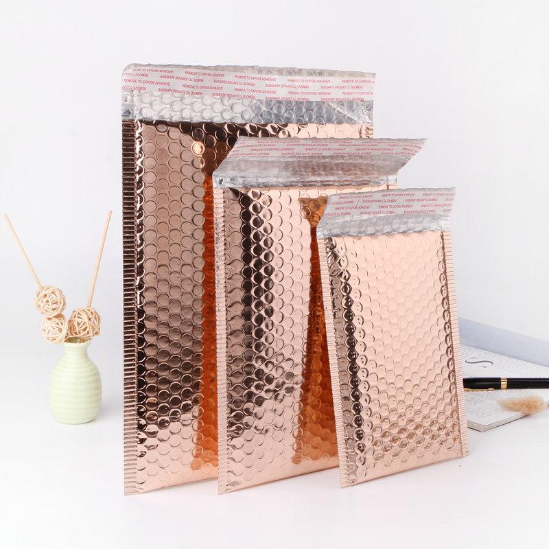 Rose Gold Plated Aluminum Foil Bubble Envelope: Shockproof Packaging for Clothing & Cosmetics