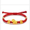 Handmade Red String Bracelet with Gold Ingot and Beads for Zodiac Year of the Horse - Immediate Wealth Lucky Charm