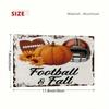 Vintage Metal Tin Sign 8x12, Football Helmet Pumpkin Sunflower Wall Decor, Rustic Fall Print