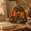 Miniature Village Making Set 3D House Theme Fabric Punch Needle Kit for Beginners & Adults, Complete DIY Healing Handmade Hobby Embroidery Kit,