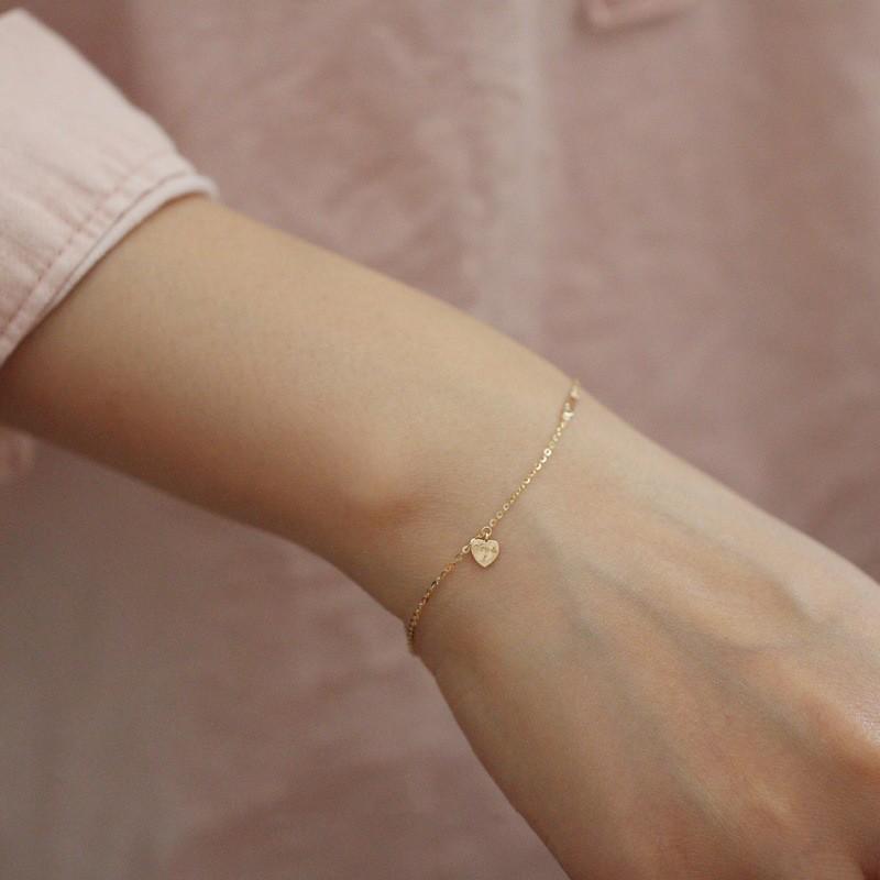 925 Sterling Silver Plated 14K Gold Temperament Simple Heart Bracelet for Women Girlfriend Valentine's Day Gift Jewelry