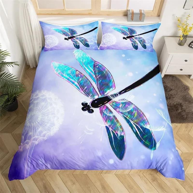 Comforter Dragonfly Single Twin King Girls Dandelion Bedding Set Butterflies Botanical Floral Comforter For Women Room