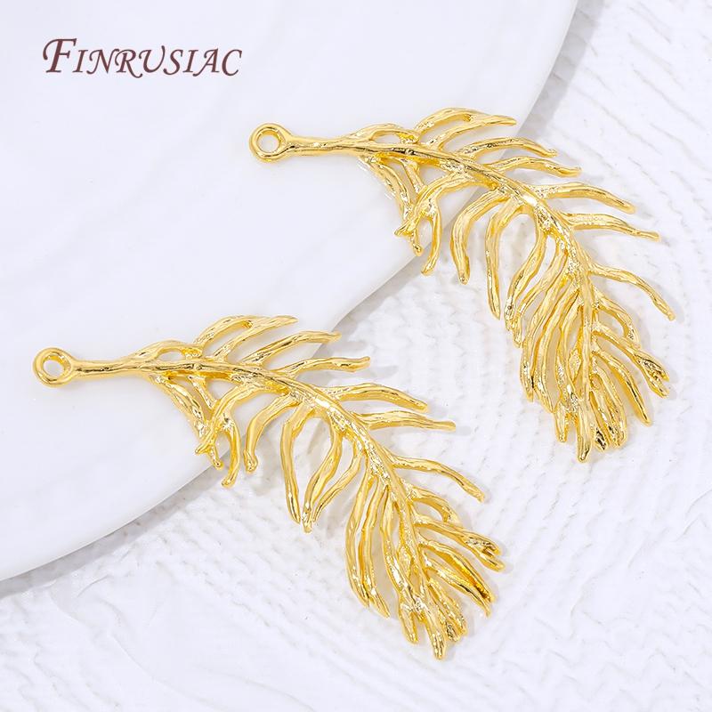 18K Gold Plated Brass Flower & Leaf Pendants For Jewelry,Charms For Earrings Making Accessories,DIY Jewelry Necklaces Findings