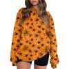Women's Fashion Casual Long Sleeve Halloween Printed Neck Sweatshirt Top