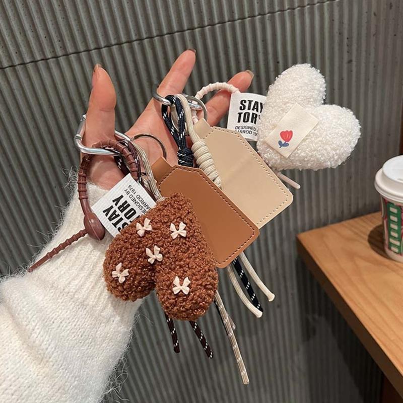 Elegant Charm Sturdy Plush Bowknot Love Keychains Charm Pendant for Trendy Women Bag Pendant and Car Jewelry Gifts