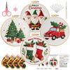 Christmas DIY Embroidery Needlepoint Starter Kits with Pattern Cotton Needles & Instruction DIY Cross Stitch Kits for Beginners