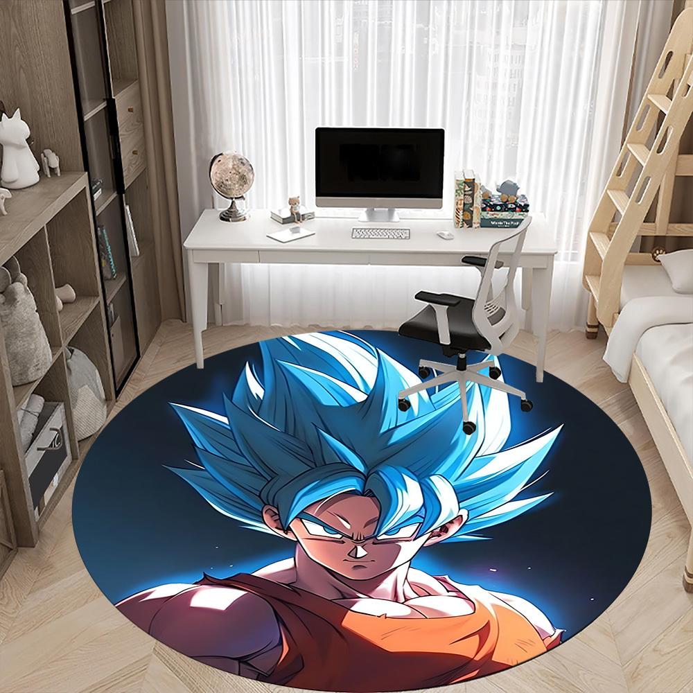 1pc Goku Super Saiyan Office Round Area Rug, Under Office Chairs Bedroom Living Room Home Decor, Room Deco, Available in Various Sizes102