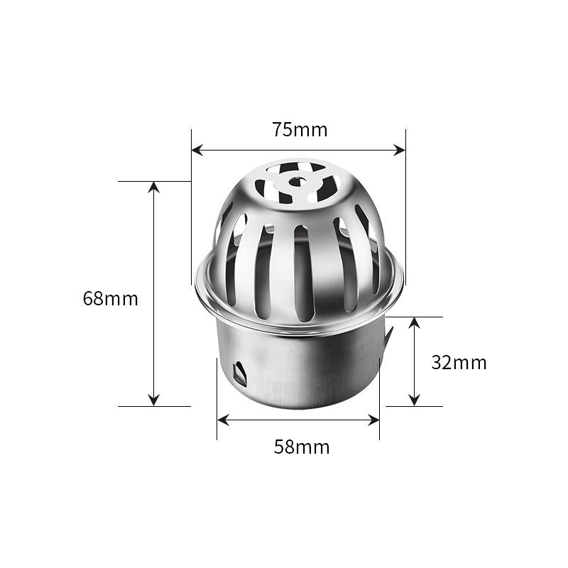 304 Stainless Steel Anti-Clog Roof Drain Insert - Thickened Round Design for Garden & Outdoor Rainwater Management