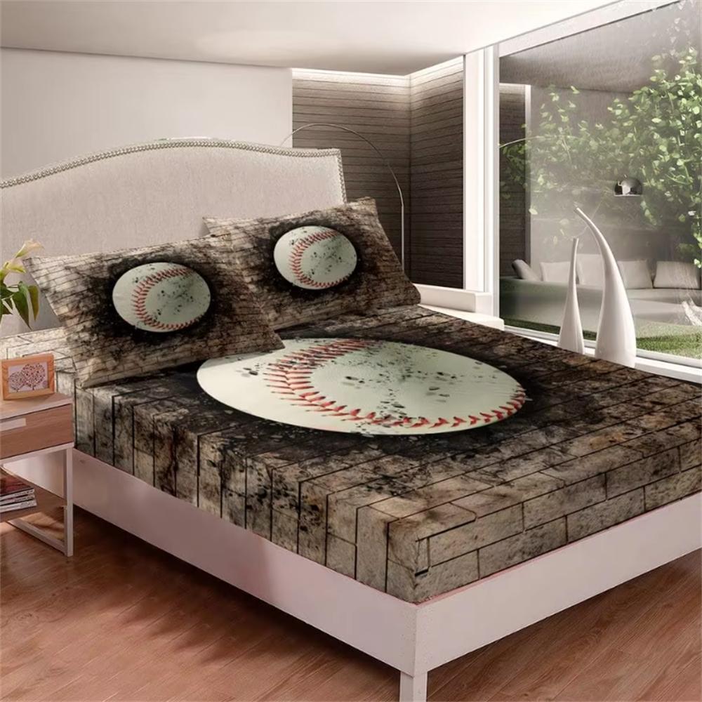 

Youth Soccer Fitted Sheet Crack Wall Sheet Set for Kids Teens Boys Young Man Football Bedding Set Team Sports Games Bed Cover 90x190x25cm 2pcs