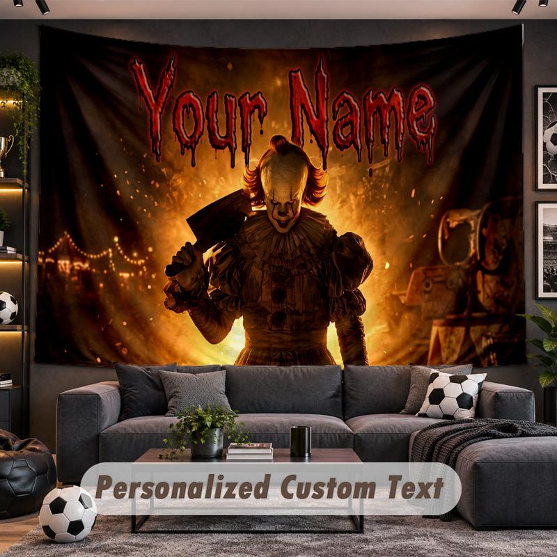 IT Pennywise Personalized Tapestry Support Custom Name, Wall Art Home Decoration