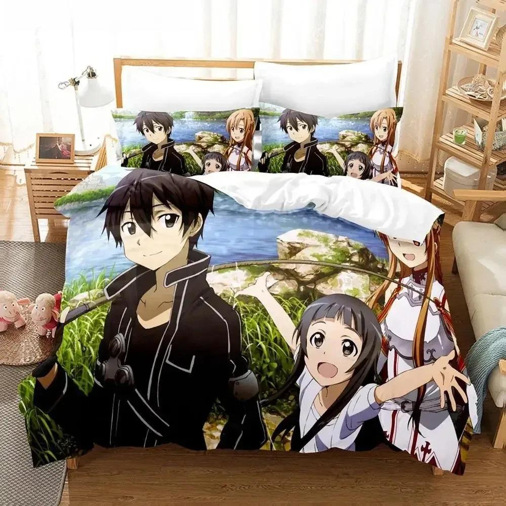 3D Print Sword Art Online Bedding Set Polyester Quilt Cover Pillowcases Queen King for Kids Gift Duvet Cover Sets