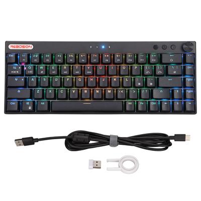 Mechanical Keyboard 68 Keys Three Modes RGB Backlight 1800mAh BatteryBlack Mechanical Gaming