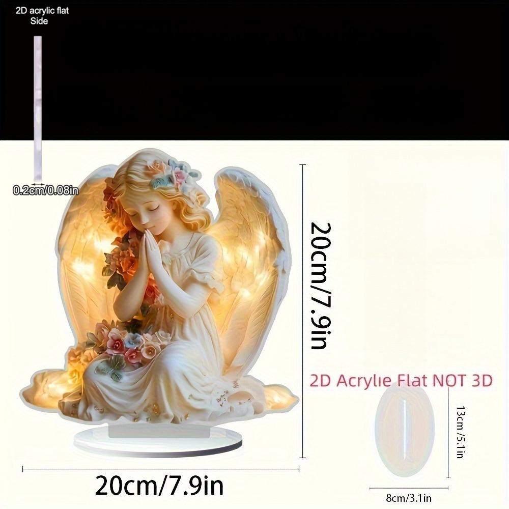 Figura de Ángel con Diseño Floral - Ángel Durmiente Sereno sobre Base en Forma de Corazón, Adorno Brillante Estilo Bohemio, No Requiere Alimentación, Guarderías, Escritorio del Hogar