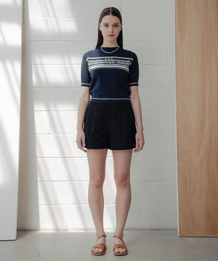 HARDCORE HAPPINESS One-Pleat Cuff Classic Shorts_Black