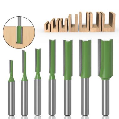 7Pcs Straight Bit Woodworking Tools Router Bit Set For Wood Tungsten Carbide Endmill Milling Cutter 1/4" 6mm Shank