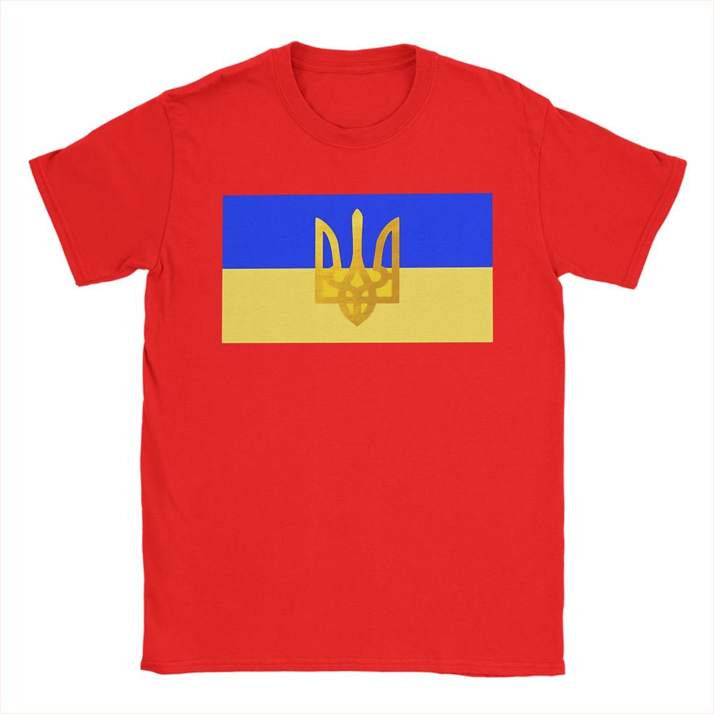 Ukraine Flagge T-Shirt für Herren Tolles Baumwoll-T-Shirt Rundhals Kurzarm T-Shirts Geburtstagsgeschenk Oberteile