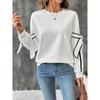 Autumn New Contrast Color Three-dimensional Bow Round Neck Long-sleeved Pullover Sweatshirt