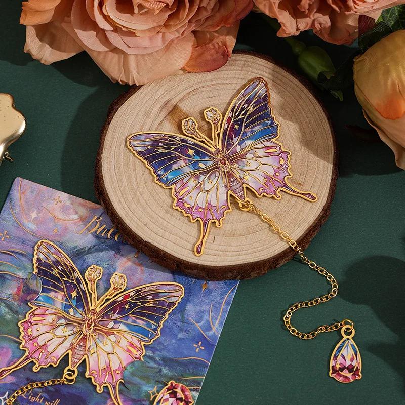 Oil Painting Butterfly Bookmark Retro Shaped Clip for Books Special Gift Reading Lovers Unique Student Study Bookmark Accessory