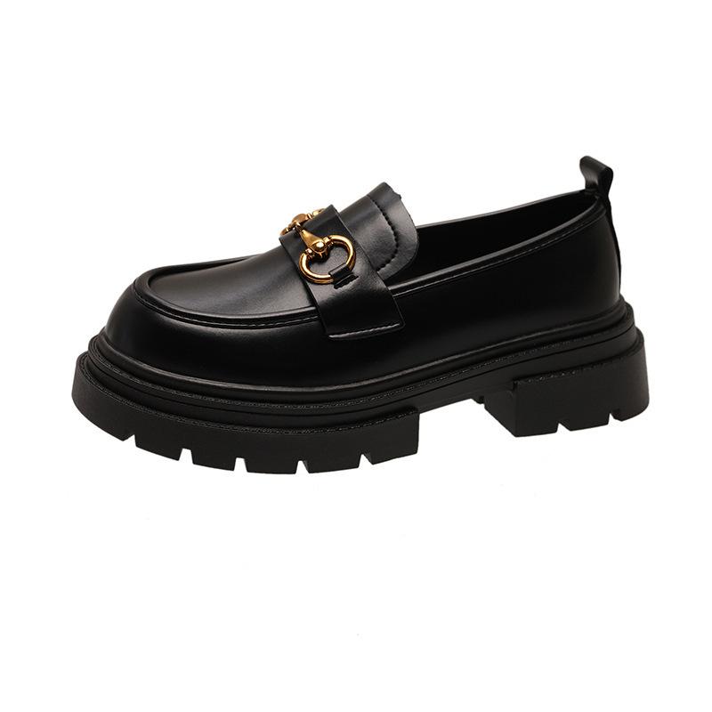 

British style jk small leather shoes women s 2025 new horse buckle thick heel one pedal loafers fashion versatile single shoes 40