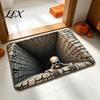 Heavy Duty Entry Mat 3D Skeleton Halloween Rug, Spooky Optical Illusion Entrance Depth Indoor Entryway Pattern Non-Slip Floor for Living Room Bedroom
