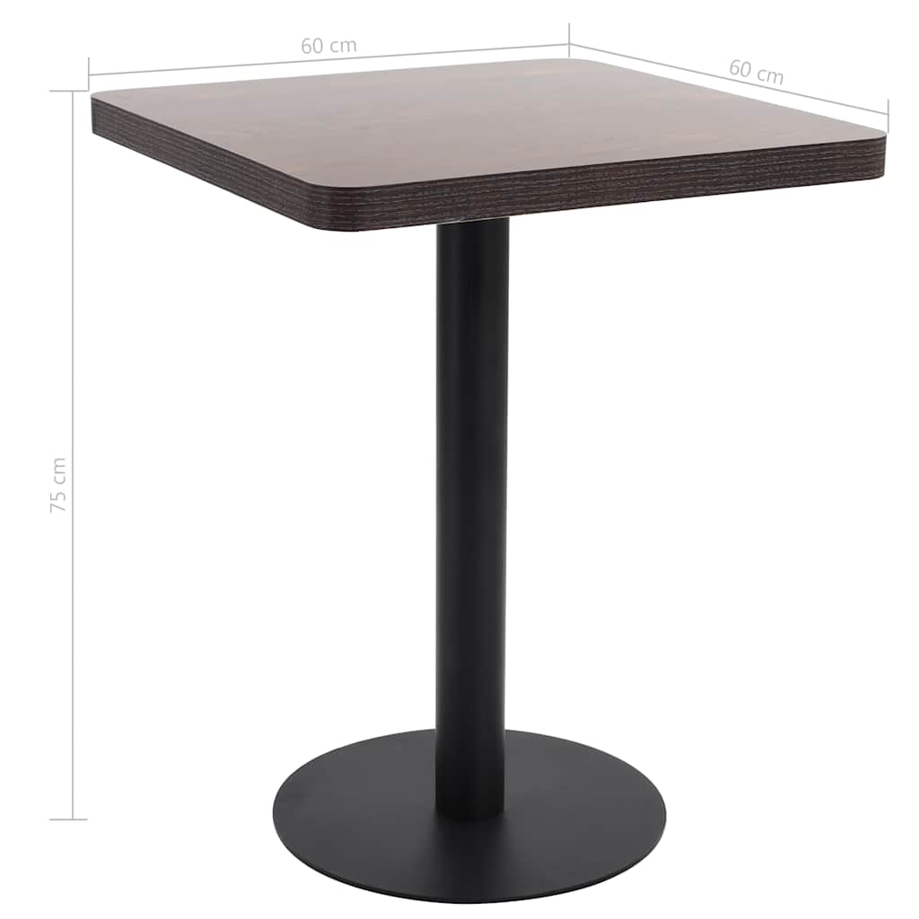 VidaXL Bistrotisch Dunkelbraun 60x60 cm MDF