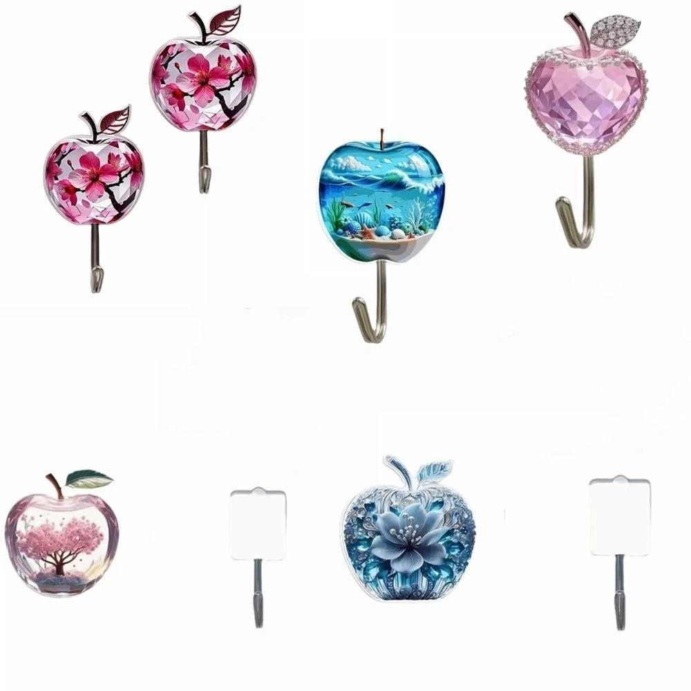 5 Pcs Acrylic Decorative Wall Hooks Cute Animal Sticky Coat Hook Self-Adhesive Hook Bathroom