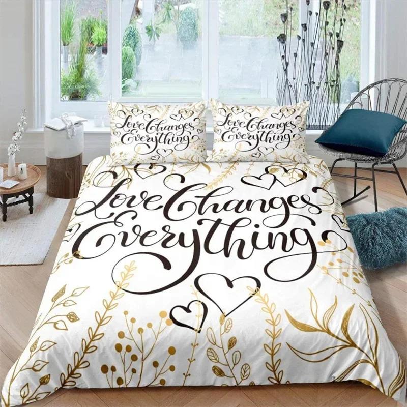 Comforter Love Heart Romantic Bedding Set Microfiber Valentine'S Day Full King For Boys Girls Adults Bedroom Decor