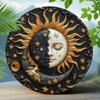Round Metal Poster Sun Moon Waterproof Tin Sign for Wall Rustic Bar Cafe Home Decor Metal Plate with Holes