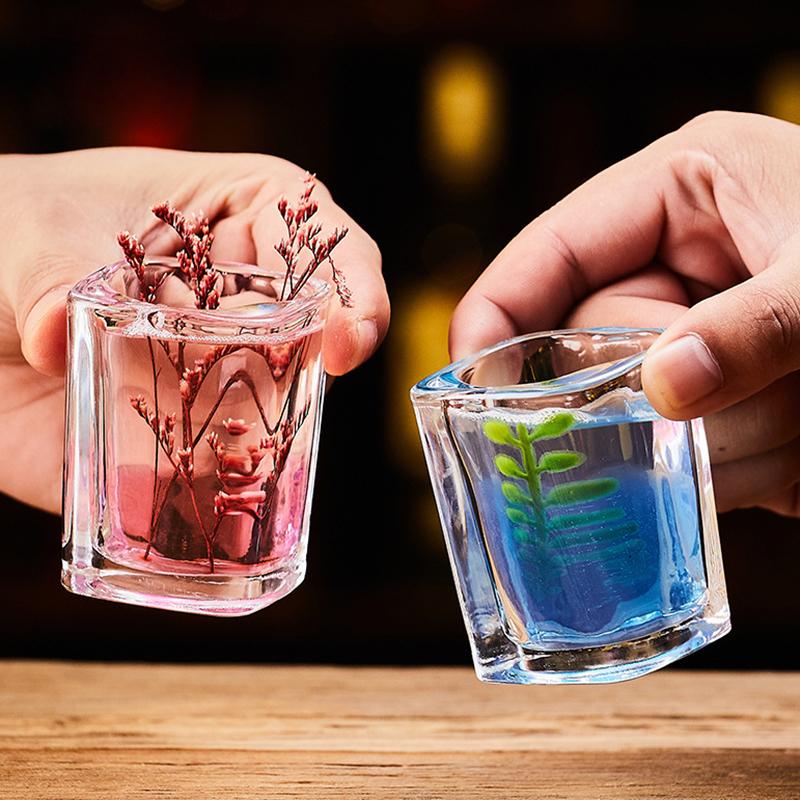Drinking Glasses Set of 12 Square Glass Transparent Mini Capacity 70ml Creative Milk Tea Drinks Cups Red Wine Glass Coffee Cup