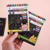 Rainbow Art Paper Rainbow Scratch Paper Children's Art Book Black Card Neon Scratch Book with Wood Stick DIY Drawing Toys
