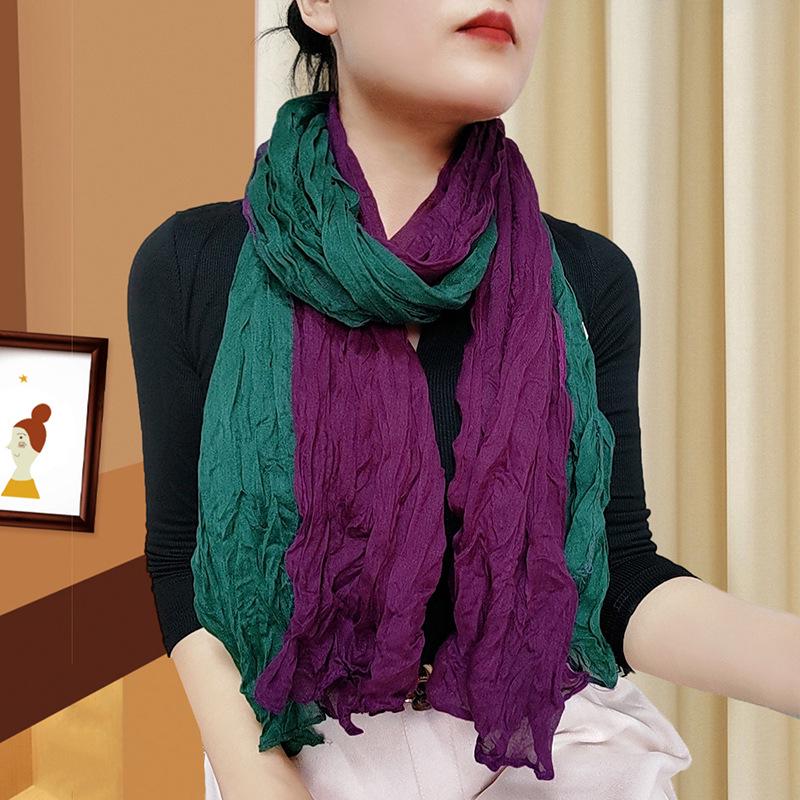 

Модный градиентный шарф/шаль из хлопка, льна и шелка для женщин - Защита от солнца и двустороннее использование для всех сезонов 175 cm