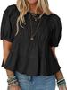New Summer Bubble Sleeve Raglan T-Shirt Loose Casual A-Line Ruffled Trendy Top