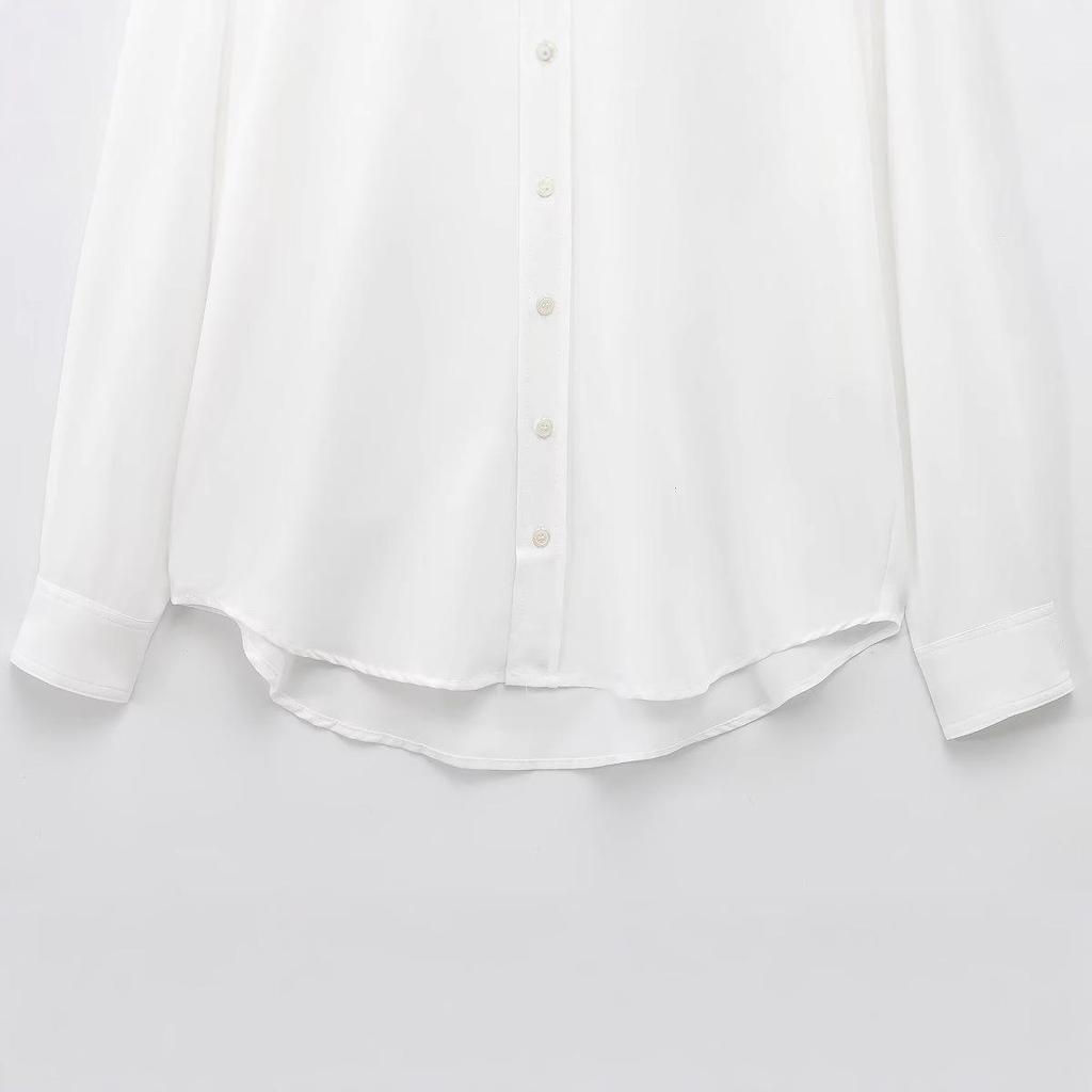 Spring 2025 Women's European & American Style Striped Poplin Shirt - Fashionable, Simple, Versatile