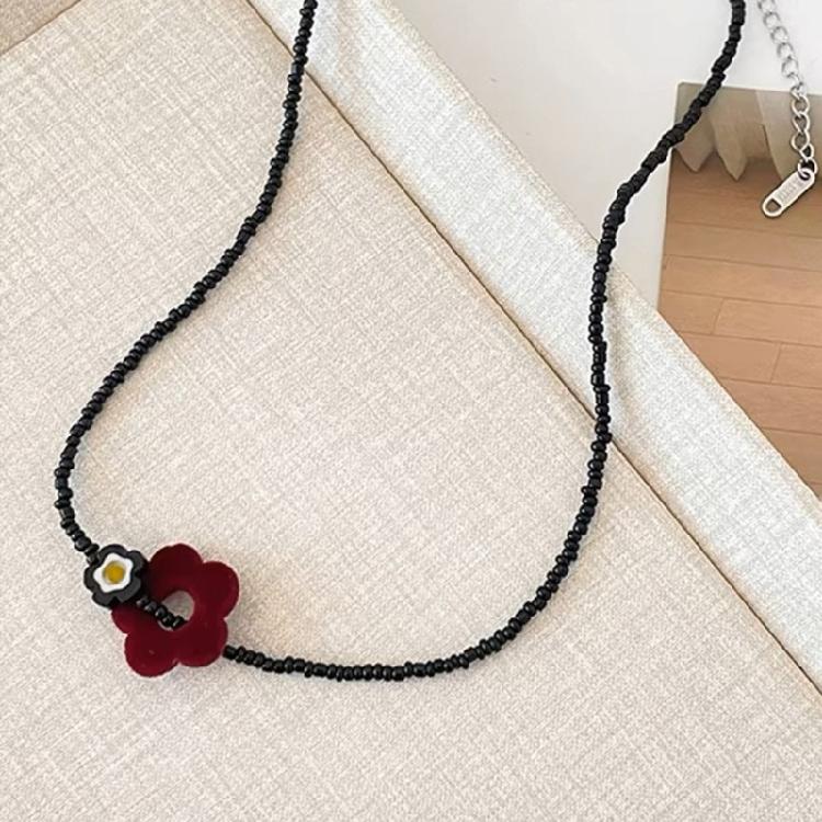 Modern Floral Beaded Necklace Adjustable Length Portable Electroplated Chain Jewelry for Women Girls Party Gifts