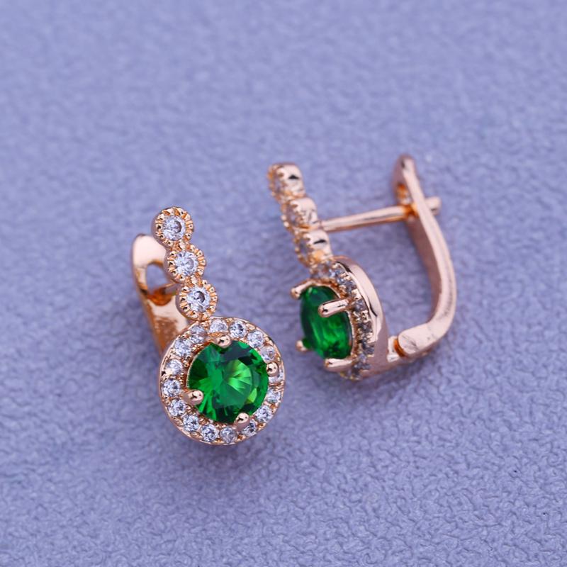 Orecchini a clip MINTHA Trendy color oro rosa Matrimonio Gioielli di moda quotidiana Orecchini con zirconi cubici verdi per donne Orecchini da sposa