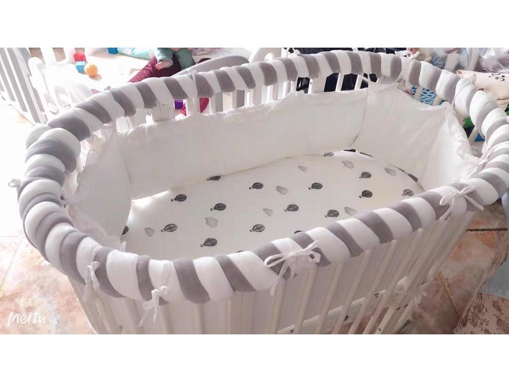 European Single Strand 5cm Cable Knit Baby Bed Bumper - Handmade Anti-Collision & Anti-Fall Decoration