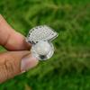 Round Natural Rainbow Moonstone Mother Promise Wedding Ring Jewelry 925 Silver
