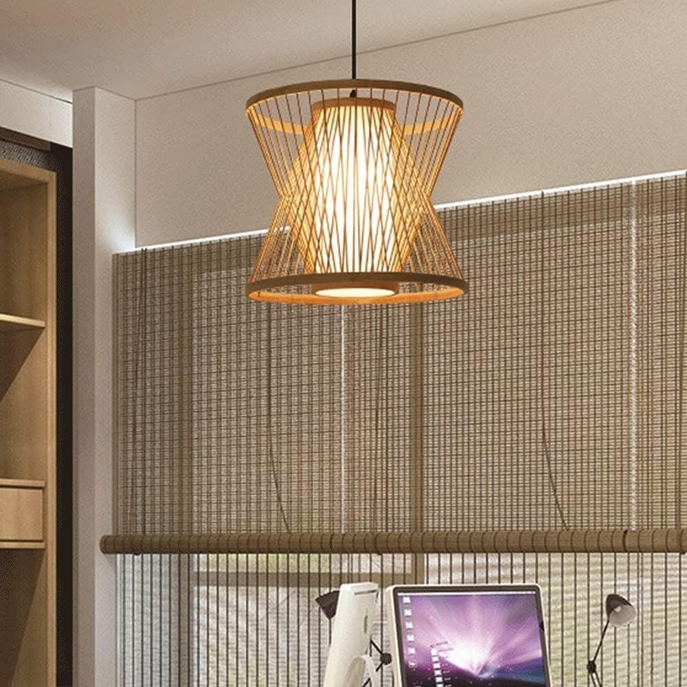 Boho Vintage Bamboo Wicker Chandelier Pastoral Basket Lantern Ceiling Pendant Lamp Rattan Light Fixtures Hanging Chandaliers E27