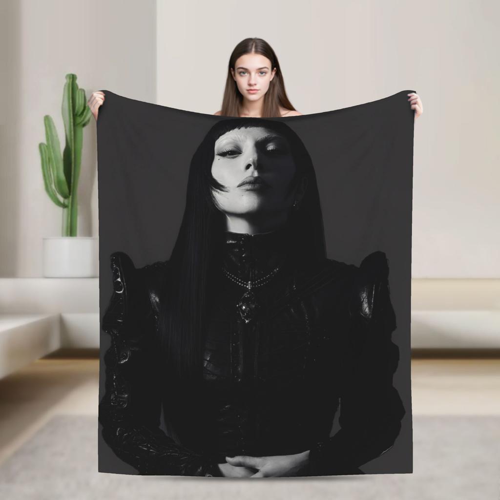 Lady Singer Rock Album Gagas Knitted Fashion Blankets Y2K Tour Flannel Throw Fashion Blanket Rug Piece Ultra-Soft Warm Bedspread Multifuncti
