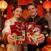2026 Lunar New Year Red Envelopes 6 Pieces Glitter 3D Embossed Horse Year Red Envelope Chinese Spring Festival Red Envelopes