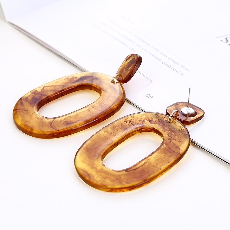 Retro Fashion Simple Acrylic Earrings Geometric Elliptical Pendant Earrings