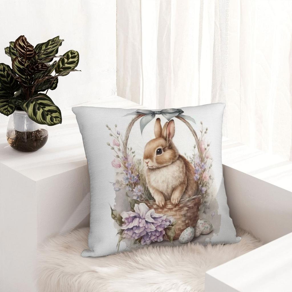 Cute Easter Rabbit Pillow Cover Eggs Cute Funny Pillow Case For Sofa Bedroom Home Decor Cushion Cover Square Pillowcases