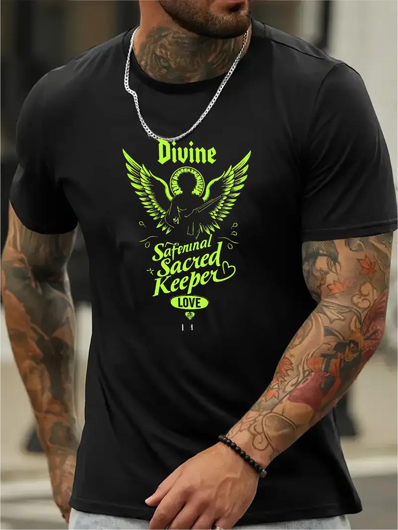 Navy Blue Graphic T-shirt - Stretch Knit Casual Tee for Gym S