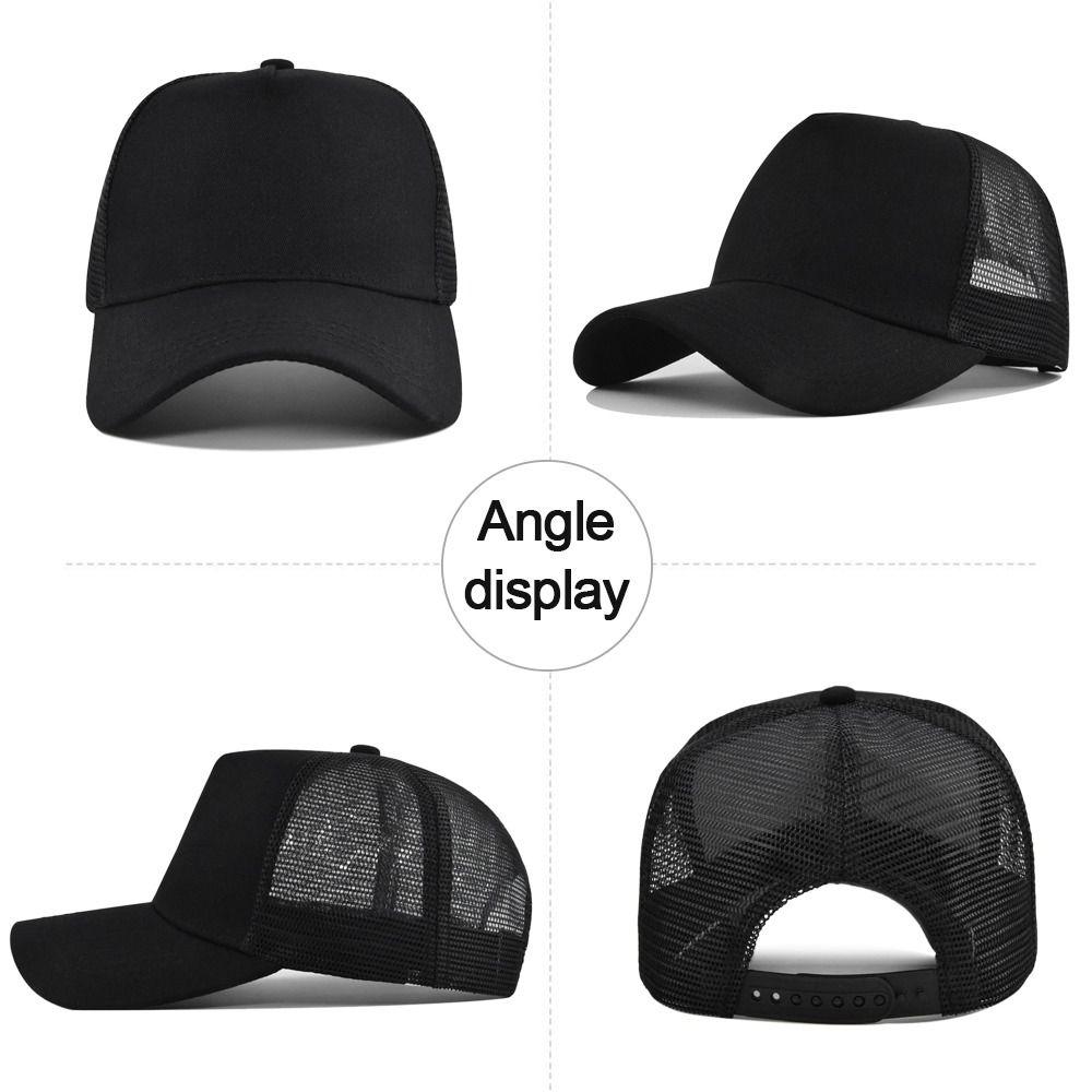 New Hard Top Baseball Cap 5 Panels Solid Color Mesh Hat Breathable Peaked Cap Men Women