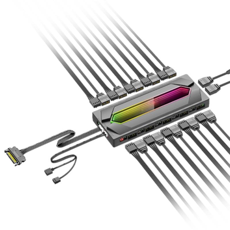 ARGB Controller PWM Cooling Fan Hub with Power Supply Cable ARGB Splitter PWM ARGB Hub Splitter for Motherboards