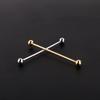 2 Pcs Men Gold Plated Tone Steel Collar Tie Pin Stud Barbell Bar Clip Clasp Brooch 6CM